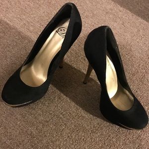 Black Suede Stilettos.